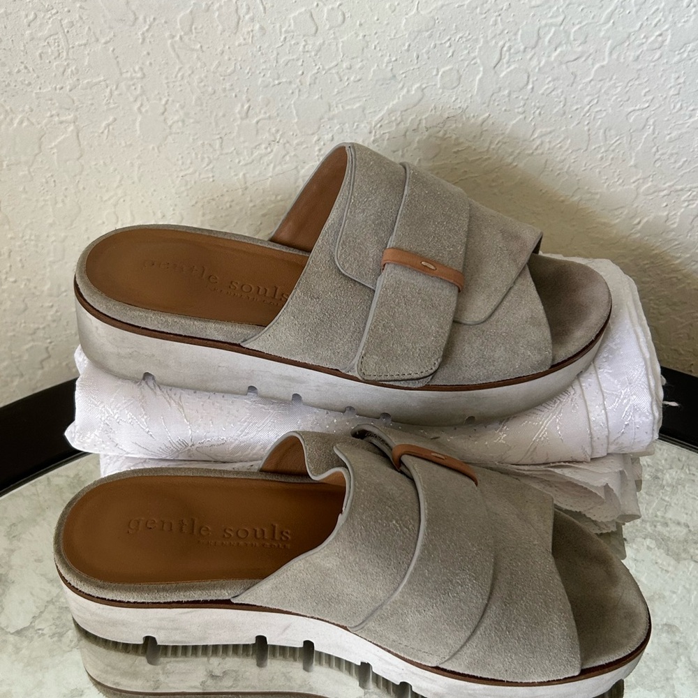 Gentle Souls Tan Suede Slide Sandals